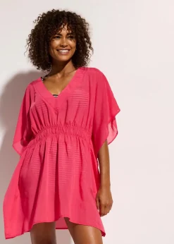 Transparente Strandtunika mit V-Ausschnitt