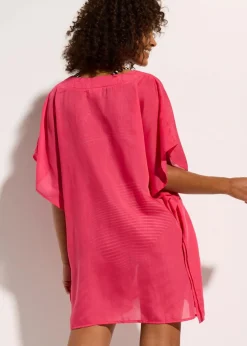 Transparente Strandtunika mit V-Ausschnitt