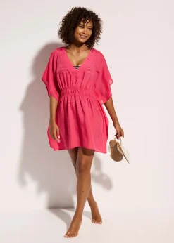 Transparente Strandtunika mit V-Ausschnitt