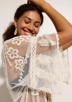 Transparenter Strandkimono mit Spitze