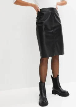 Trendiger Lederimitat-Bleistiftrock