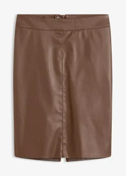 Trendiger Lederimitat-Bleistiftrock