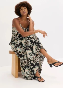 Trägerkleid aus strukturierter Viskose