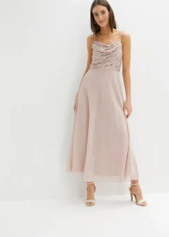 Trägerkleid mit Paillettenstickerei