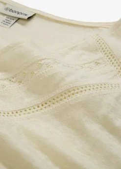 T-Shirt aus reinem Leinen mit Spitze