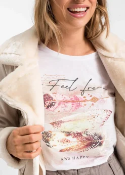 T-Shirt mit Federdruck