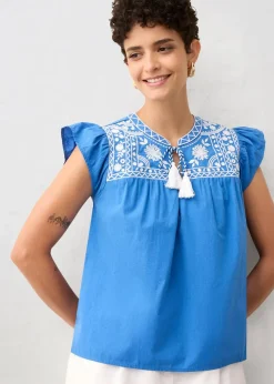 Tunika mit Seidenanteil und Stickerei