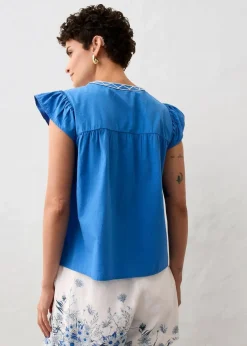 Tunika mit Seidenanteil und Stickerei