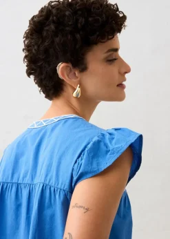 Tunika mit Seidenanteil und Stickerei