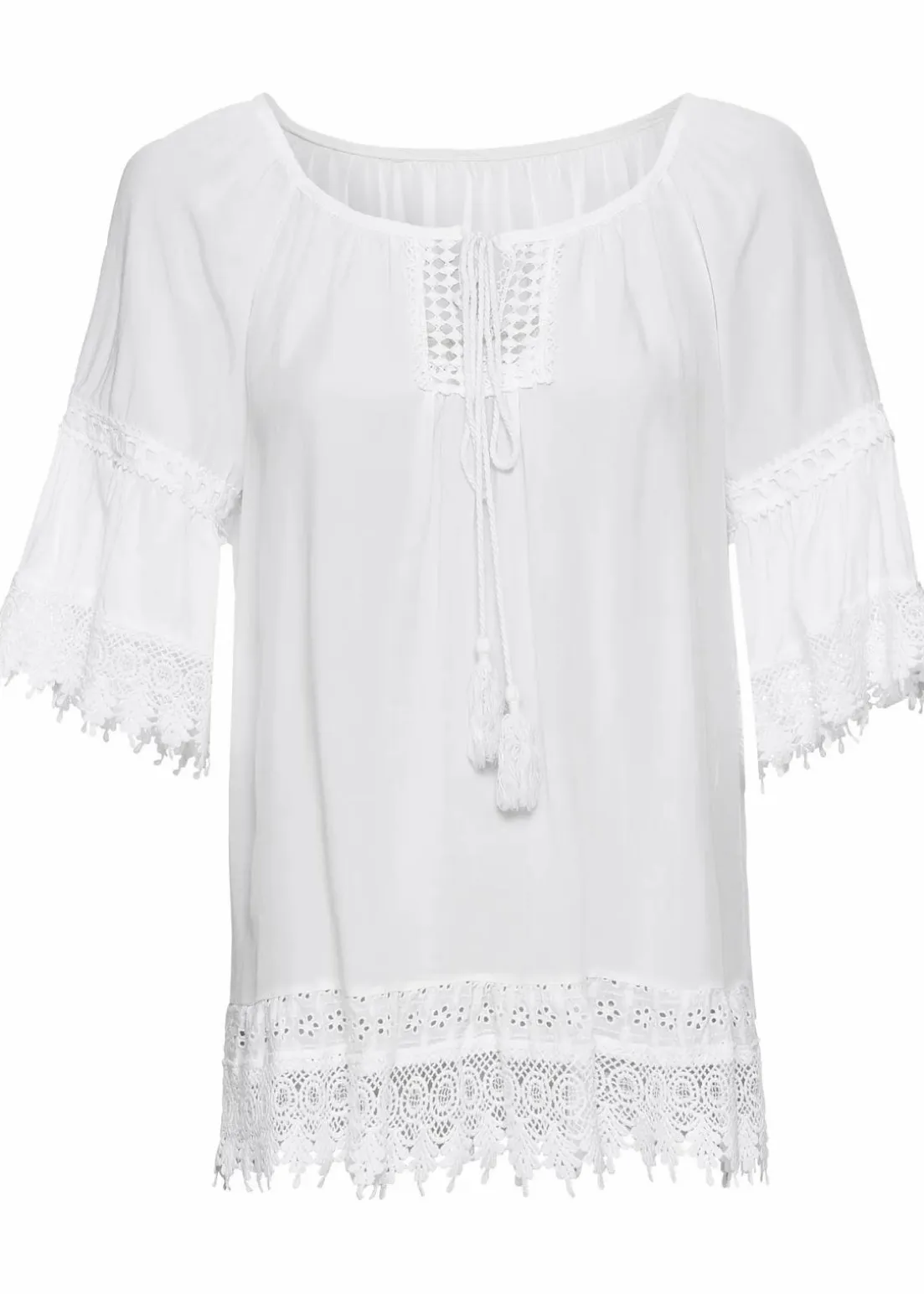 Tunika mit Spitze aus softer Viskose