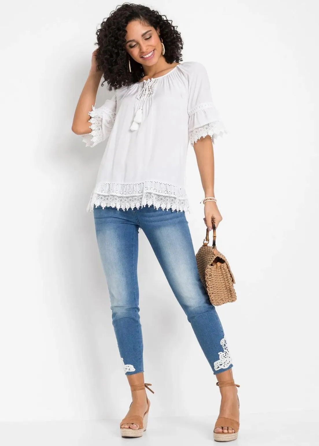 Tunika mit Spitze aus softer Viskose