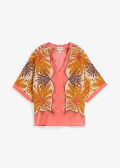 Tunikabluse aus feinem Seiden-Mix