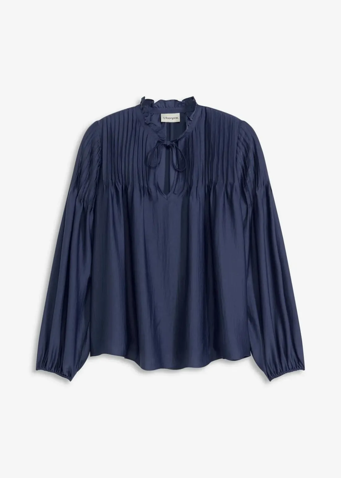 Tunikabluse aus glänzendem Satin mit Biesen