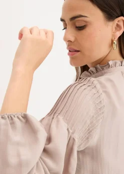 Tunikabluse aus glänzendem Satin mit Biesen