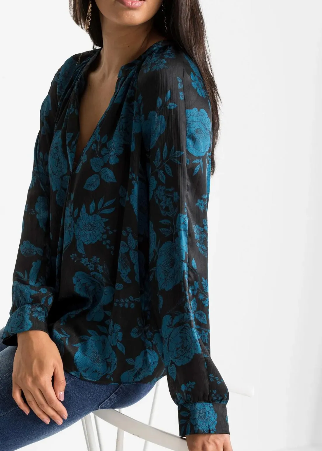 Tunikabluse aus leichtem Crêpe