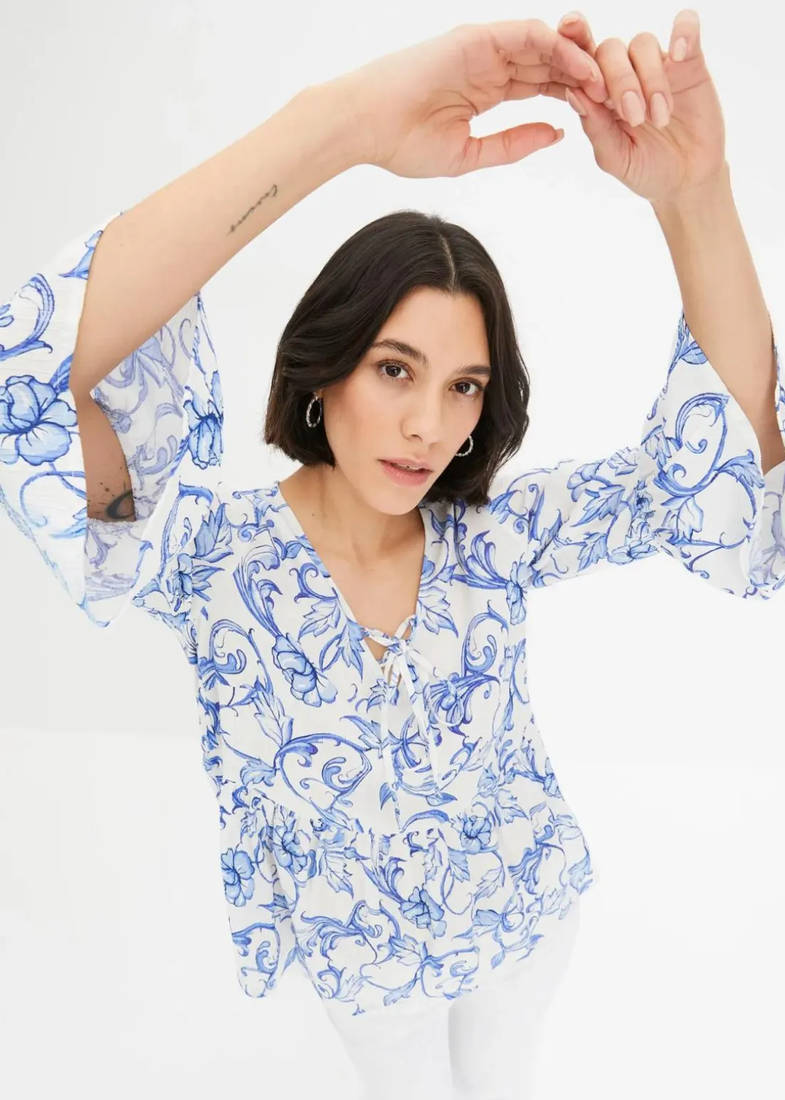 Tunikabluse aus strukturierter Viskose