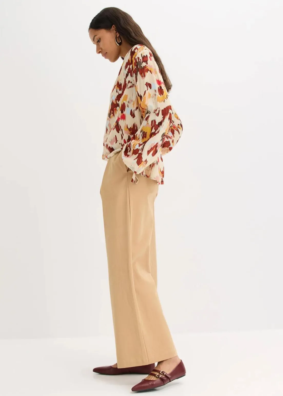 Tunikabluse mit metallischen Garn