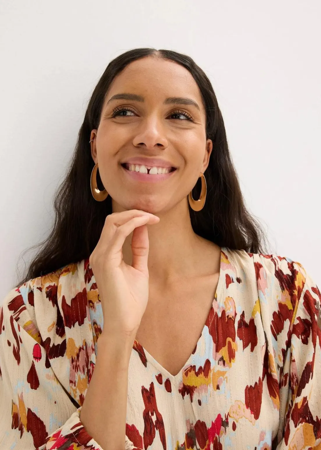 Tunikabluse mit metallischen Garn