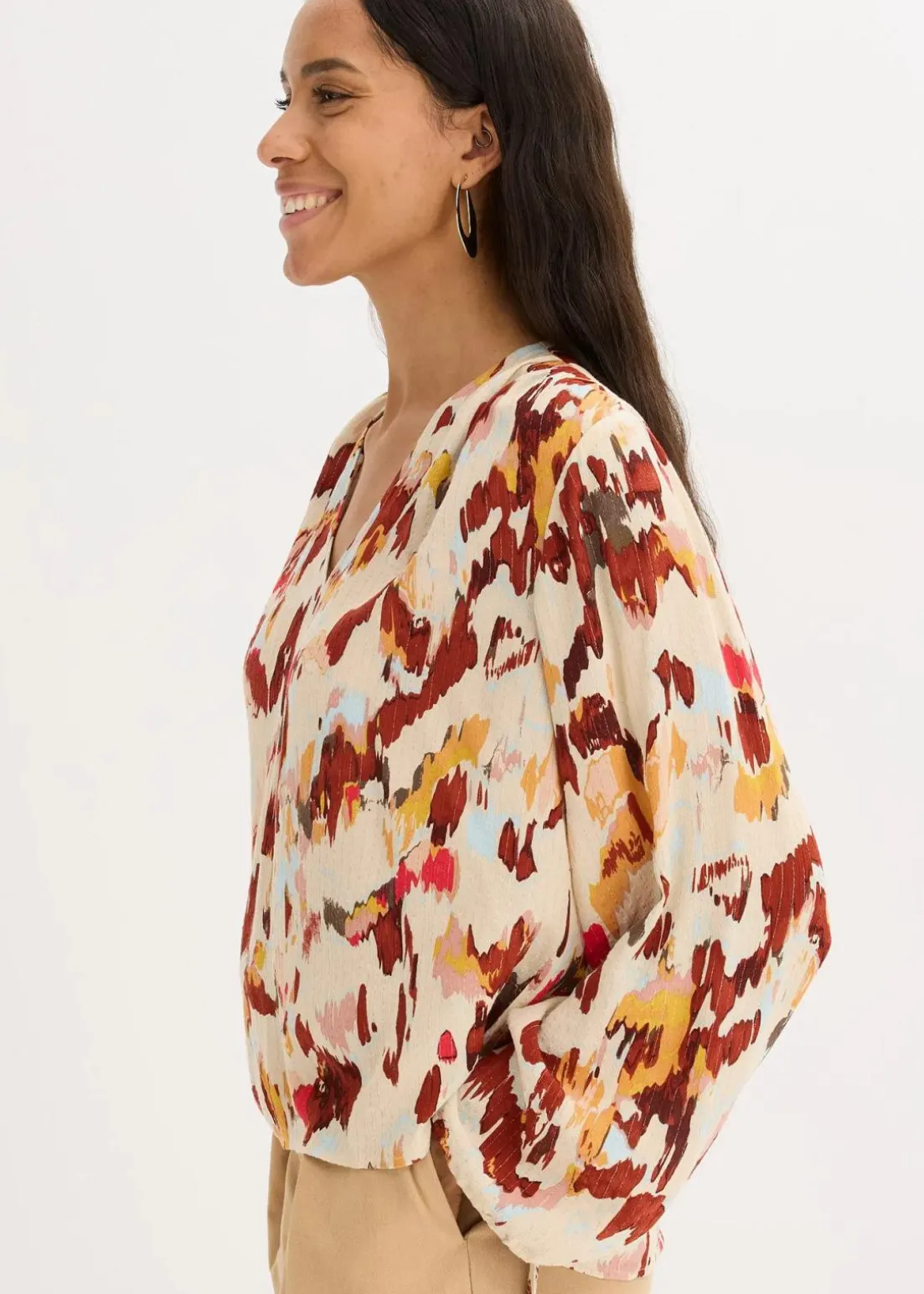 Tunikabluse mit metallischen Garn