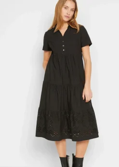 Tunika-Kleid aus reiner Baumwolle mit Lochstickerei