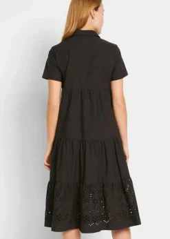 Tunika-Kleid aus reiner Baumwolle mit Lochstickerei