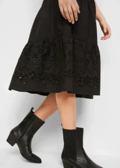 Tunika-Kleid aus reiner Baumwolle mit Lochstickerei