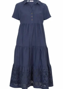 Tunika-Kleid aus reiner Baumwolle mit Lochstickerei