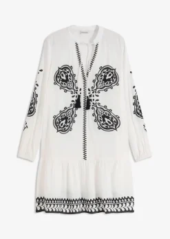 Tunika-Kleid aus strukturierter Viskose