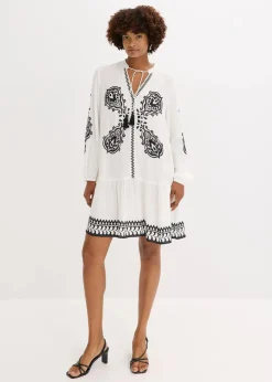 Tunika-Kleid aus strukturierter Viskose