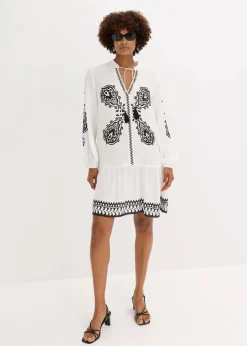 Tunika-Kleid aus strukturierter Viskose