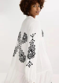 Tunika-Kleid aus strukturierter Viskose