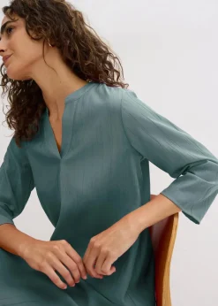Tunika-Kleid aus Viskose-Mix mit Struktur Effekt