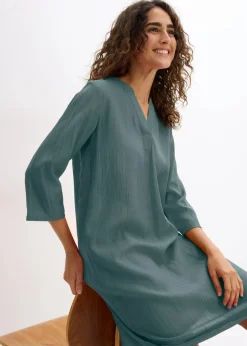 Tunika-Kleid aus Viskose-Mix mit Struktur Effekt