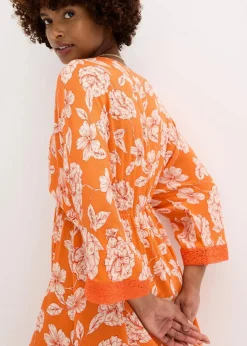 Tunika-Kleid mit Spitze aus strukturierter Viskose