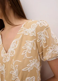 Tunika-Kleid mit Stickerei aus fließender Viskose