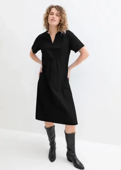 Tunika-Kleid mit Taschen aus Leinen-Baumwoll-Mix