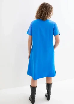 Tunika-Kleid mit Taschen aus Leinen-Baumwoll-Mix