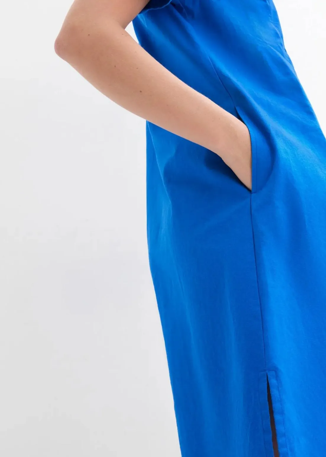 Tunika-Kleid mit Taschen aus Leinen-Baumwoll-Mix