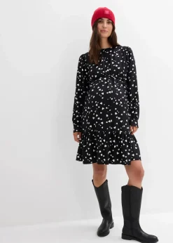 Umstands- und Stillblusenkleid mit süßem Herzendruck aus reiner Viskose