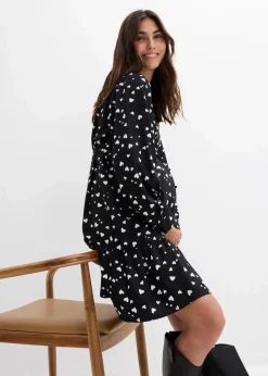 Umstands- und Stillblusenkleid mit süßem Herzendruck aus reiner Viskose