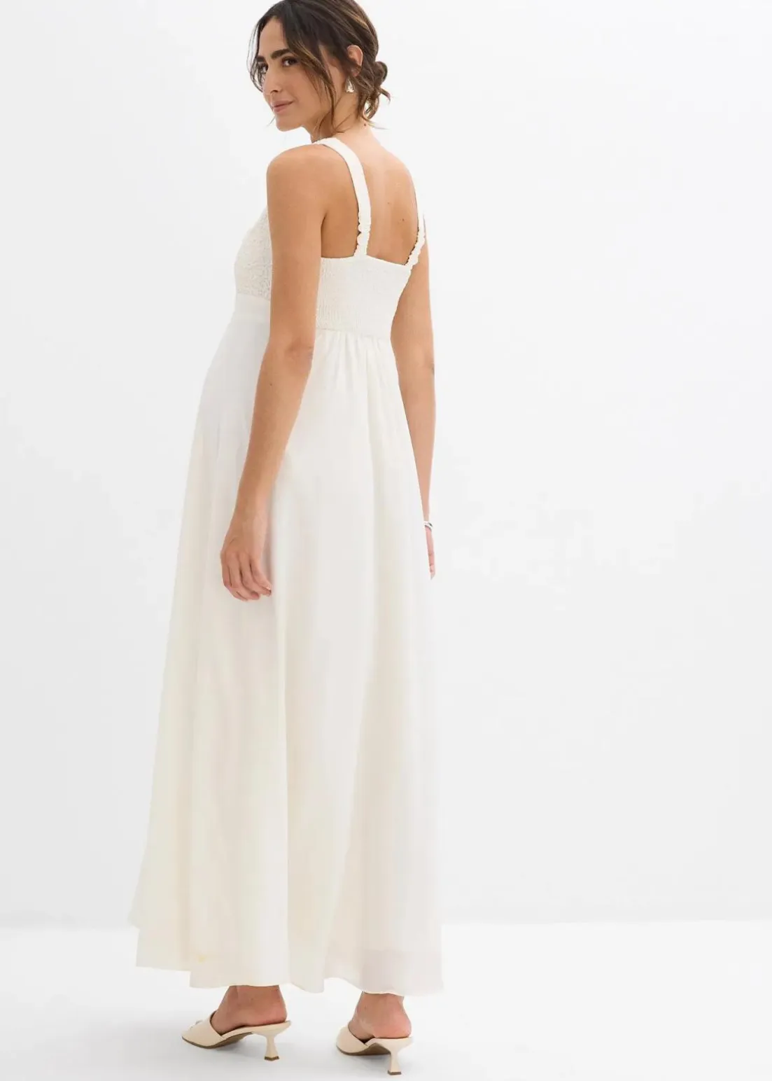 Umstands-Hochzeitskleid aus Spitze, Satin und Georgette