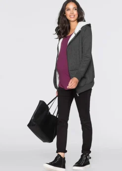 Umstands-Sweatjacke mit Baby-Einsatz und flauschiger Innenseite