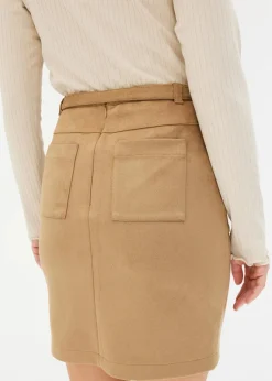 Velourlederimitat-Rock mit Gürtel