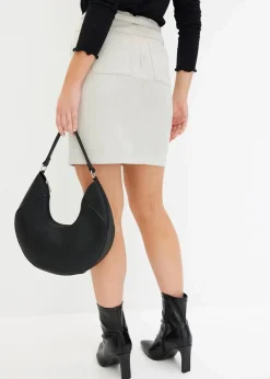 Velourlederimitat-Rock mit Gürtel