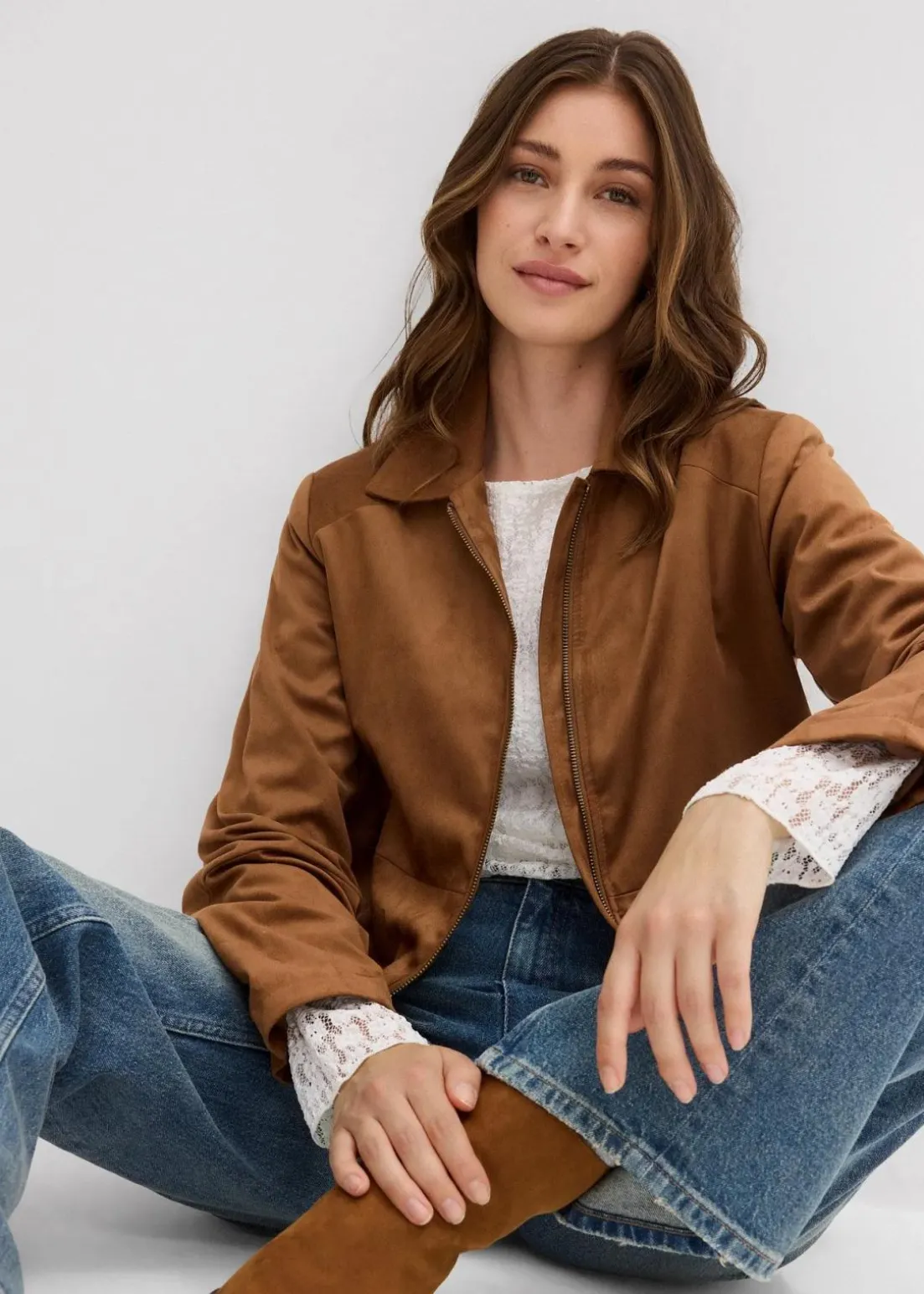 Velourslederimitat-Jacke