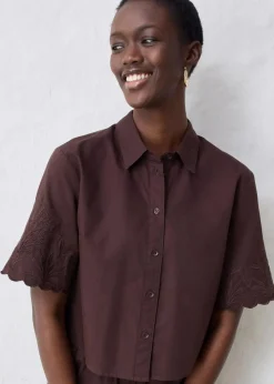 verkürzte Hemdbluse mit Seidenanteil