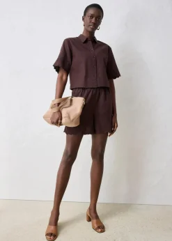 verkürzte Hemdbluse mit Seidenanteil