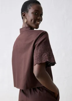 verkürzte Hemdbluse mit Seidenanteil