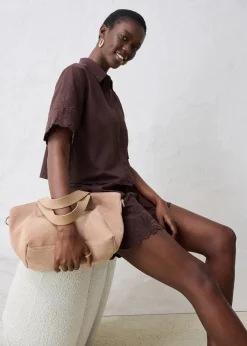 verkürzte Hemdbluse mit Seidenanteil