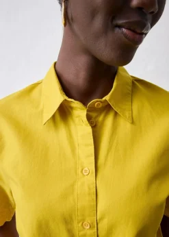 verkürzte Hemdbluse mit Seidenanteil